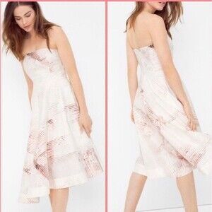 NWT White House Black Market Asymmetrical Fit and Flare Strapless Dress